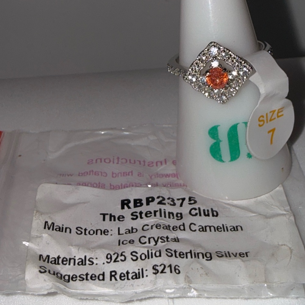 Sterling Silver Ring with Orange Gem